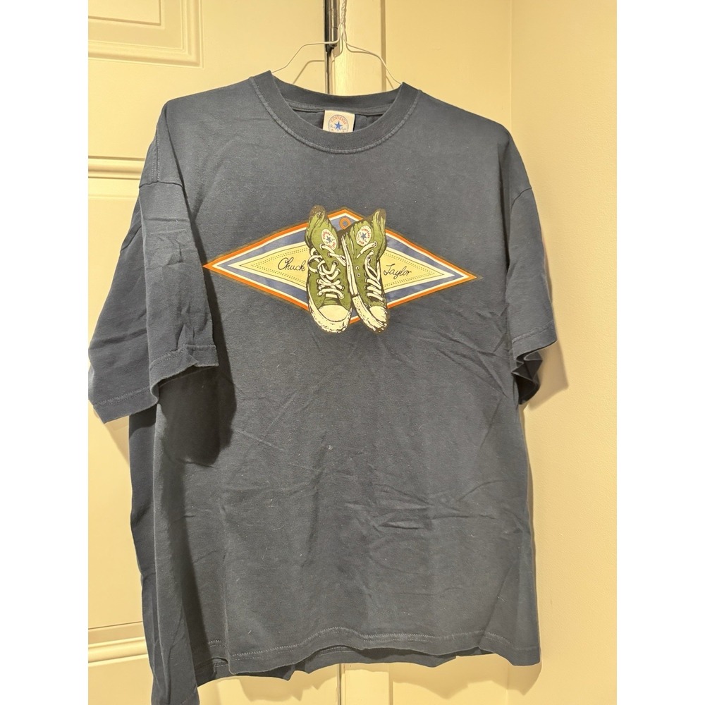 Vintage Converse Chuck Taylor Men's Navy Shirt Tshirt Sneaker Graphic 2XL Y2K